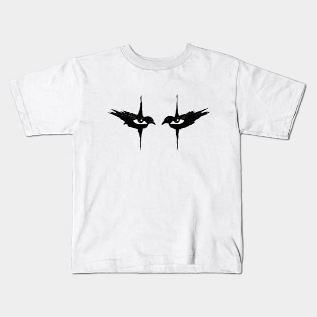 Crow Eyes Kids T-Shirt by cseguritanart